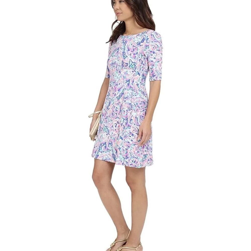 Lilly Pulitzer Celia Terry Dress Multi La Playa Fit and Flare Purple Pink SMALL